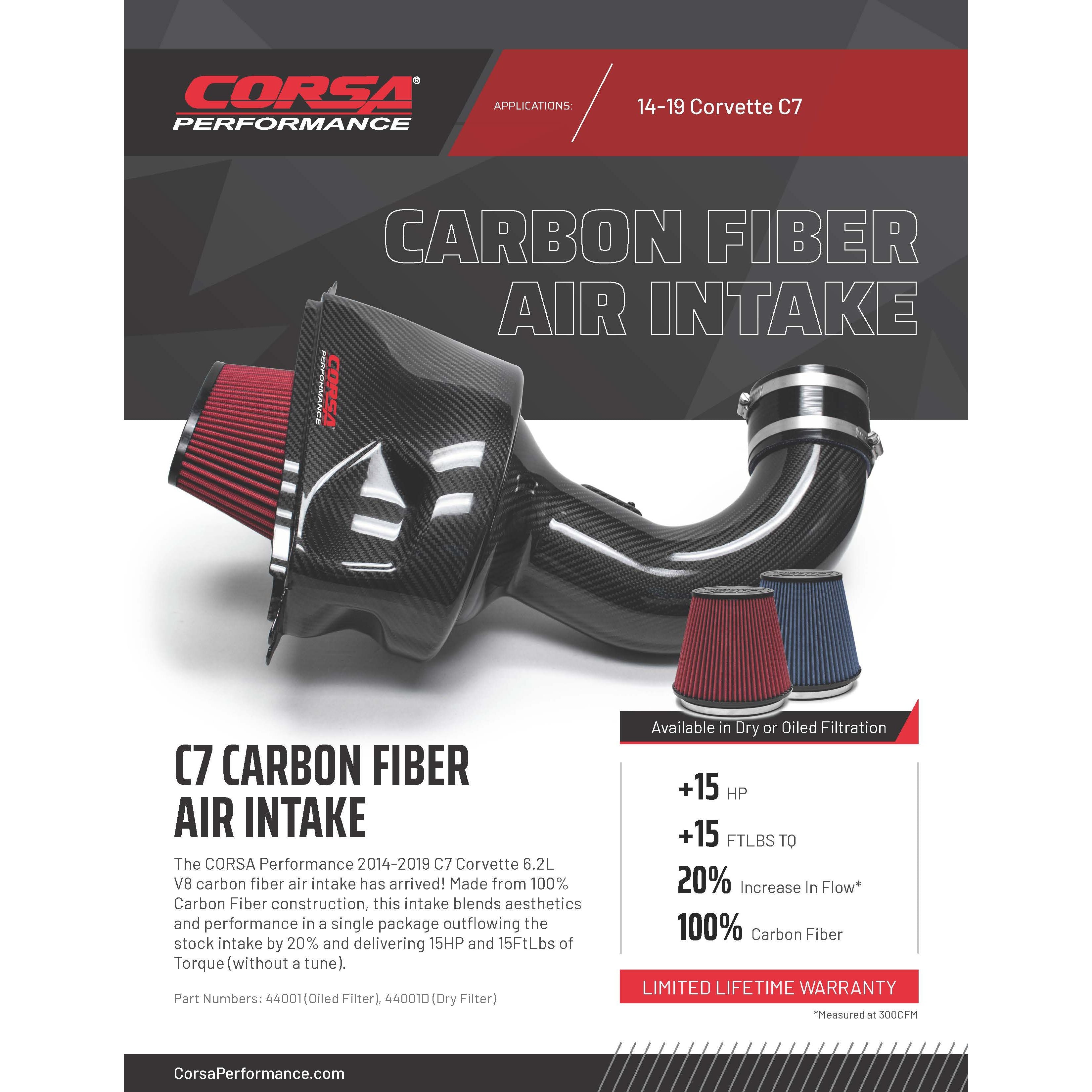 Black / Carbon Fiber Air Intake | 2014-2019 Corvette C7, Z51, GrandSport (44001)