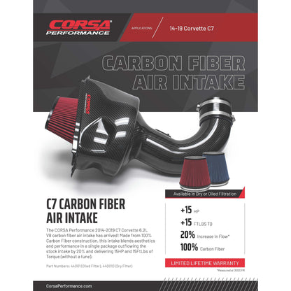 Black / Carbon Fiber Air Intake | 2014-2019 Corvette C7, Z51, GrandSport (44001)