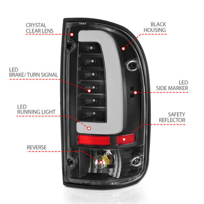 ANZO 95-00 Toyota Tacoma LED Taillights Black Housing Clear Lens (Pair) 311353