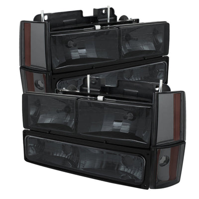 SPYDER Xtune GMC Yukon 92-93 Crystal Headlights w/ Corner & Bumper Smoke HD-JH-GMCCK88-AM-SM-SET 5073525