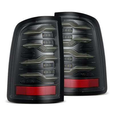 AlphaRex 09-18 Dodge Ram Luxx-Series LED Tail Lights Alpha-Black w/ Activation Light & Seq. Signal 640003 *Discontinued