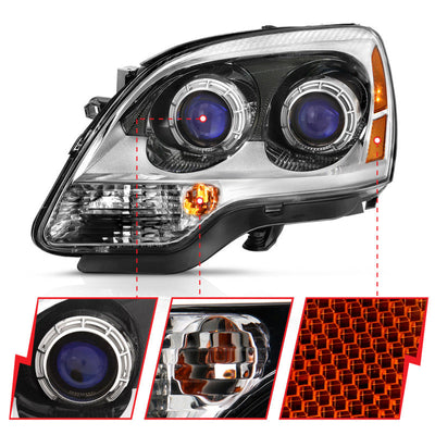 ANZO 2007-2008 Gmc Acadia Crystal Headlight Chrome Amber(OE) 111476