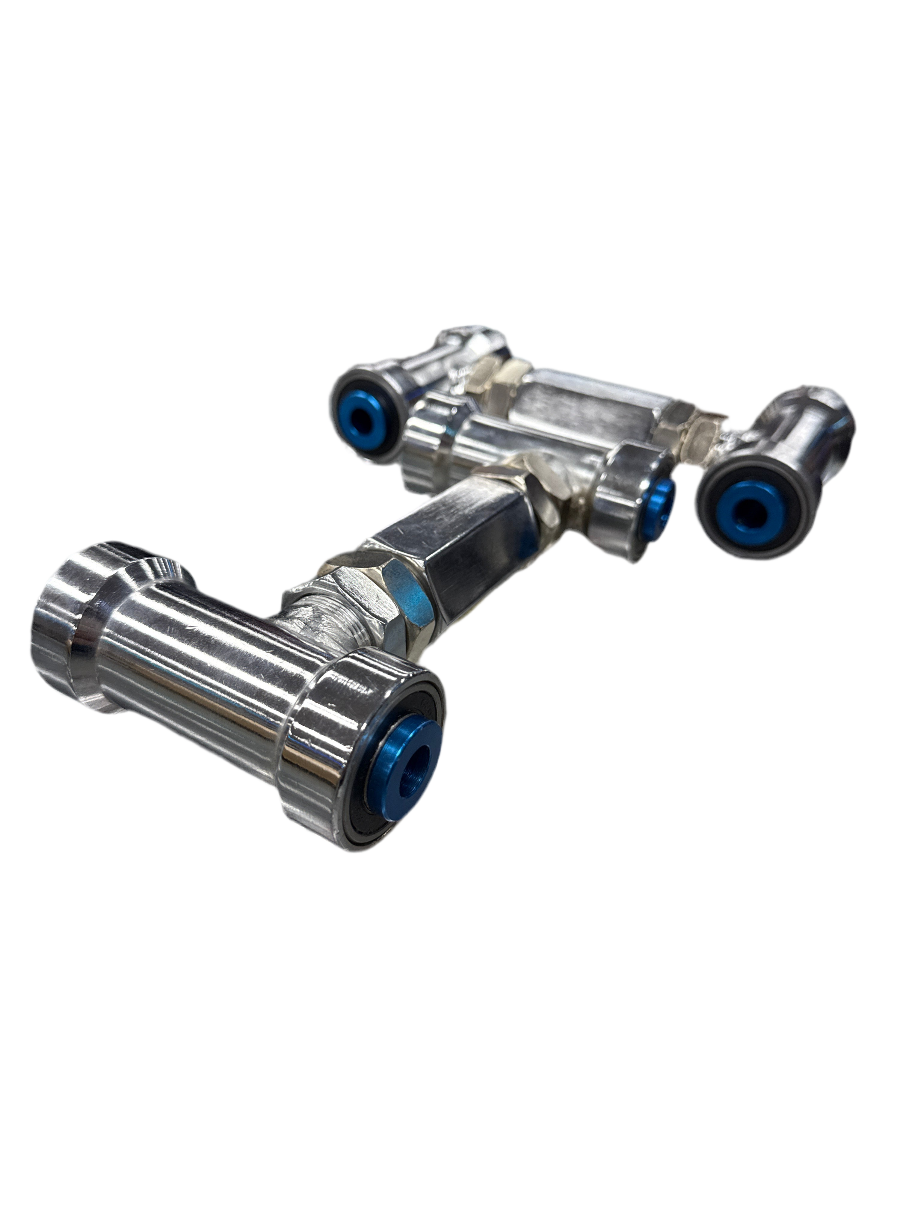 NNR Front Upper Camber Arms Nissan 300ZX / R32GTR Polished Silver with Blue Bushing Ends