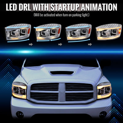 Spec-D 06-08 Dodge Ram 1500 2500 3500 Projector Led Headlight Chrome