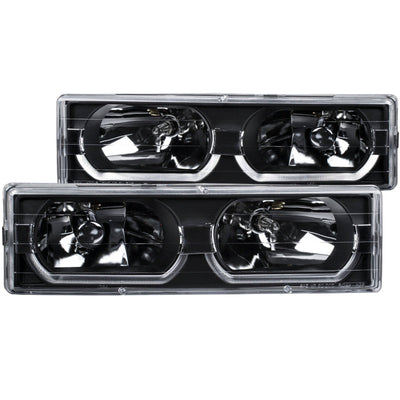 Anzo 1988-1998 Chevrolet C1500 Crystal Headlights Black w/ Low - Brow