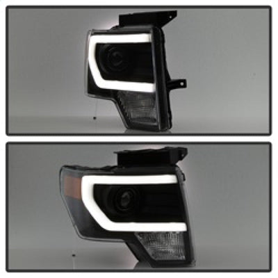 SPYDER xTune Ford F150 Projector Headlights - Light Bar DRL - Black PRO-JH-FF15009-LBDRL-BK 9037252