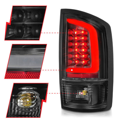 ANZO 2002-2006 Dodge  Ram 1500 LED Tail Lights w/ Light Bar Black Housing Clear Lens 311368