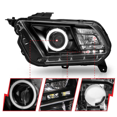 Anzo 2010-2014 Ford Mustang Projector Headlights w/ Halo Black (CCFL)