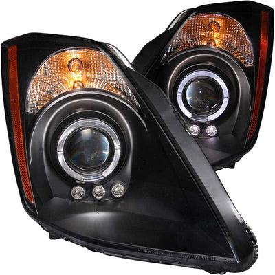 ANZO 2003-2005 Nissan 350Z Projector Headlights w/ Halo Black 121444
