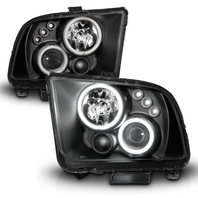 Anzo 2005-2009 Ford Mustang Projector Headlights w/ Halo Black
