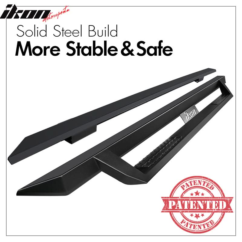 2009-2023 Dodge Ram 2500 3500 IKON V1 Black Running Boards Solid Steel