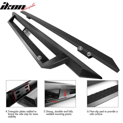 2007-2021 Toyota Tundra Double Cab IKON V1 Black Running Boards Steel