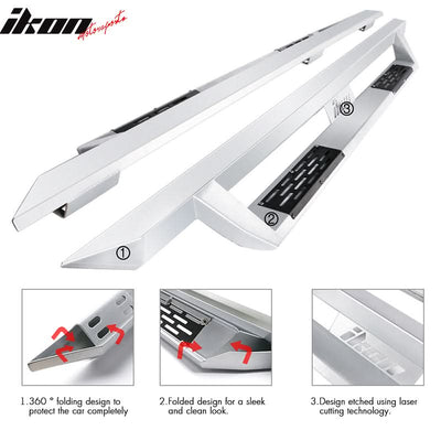 2009-2023 Dodge Ram 1500 IKON V1 Silver Running Boards Solid Steel