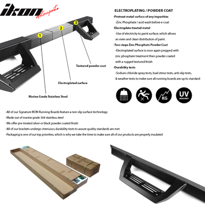 2009-2023 Dodge Ram 2500 3500 IKON V2 Black Running Boards Solid Steel