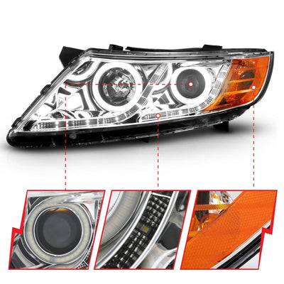 Anzo 2011-2013 Kia Optima Projector Headlights w/ Halo Chrome (CCFL)