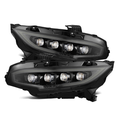 AlphaRex 16-21 Honda Civic NOVA-Series LED Proj Headlights Alpha-Black w/Actv Lgt & Seq.Sig / SB DRL 880492 *Discontinued