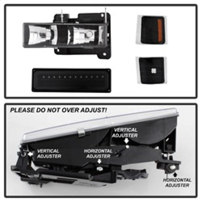 SPYDER Xtune 92-94 Blazer Full Size Corner/LED Bumper Headlights Black HD-JH-CCK88-LED-AM-BK-SET 5069542