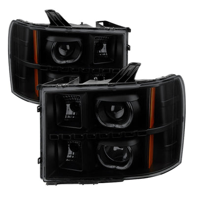 SPYDER Xtune GMC Sierra 2500/3500HD 07-13 Projector Headlights LED Halo- Black Smoked PRO-JH-GSIE07-CFB-BSM 9032271