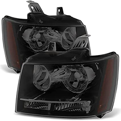Akkon For 0713 Suburban Tahoe Avalanche Chrome Clear Headlights Direct Replacement Left Right