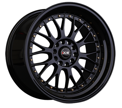 XXR 521 Wheel Black / Gold Rivets 17x7 +38 4x100,4x114.3