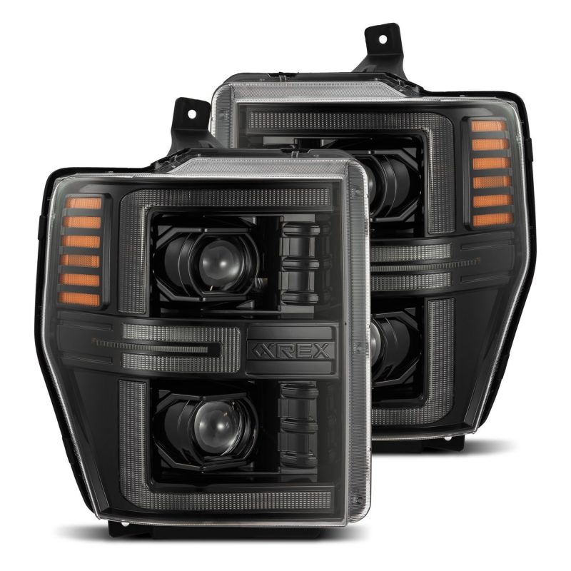AlphaRex 08-10 Ford Super Duty/Excursion LUXX-Series LED Projector Headlights Alpha-Black
