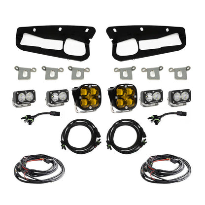 Baja Designs Ford Squadron SAE/Dual S2 Sport Steel Bumper Fog Pocket Light Kit - Amber
