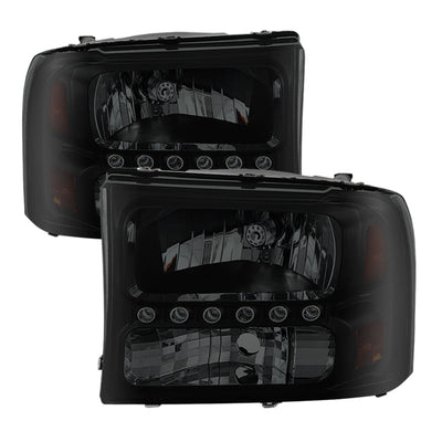 SPYDER Xtune Ford F250 F350 Super Duty 99-04 1Pc Headlights w/ LED Black Smoked HD-JH-FF25099-LED-BSM 9030215