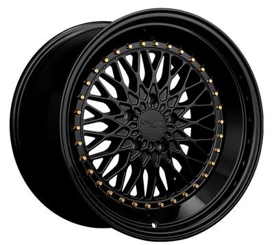 XXR 576 Wheel Black / Gold Rivets 18x10.5 +25 5x4.5