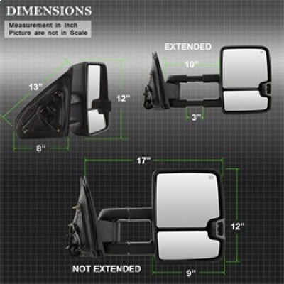 SPYDER xTune Chevy Silverado 14-16 Heated Smoke LED Signal Telescoping Mirrors MIR-CSIL14S-G2-PWH-SM-SET 9936739