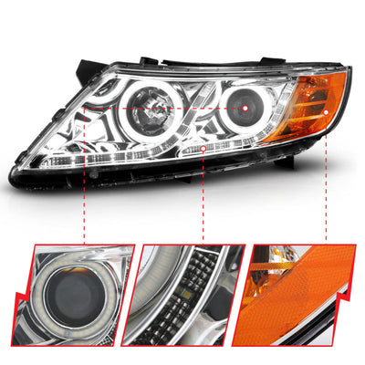 Anzo 2011-2013 Kia Optima Projector Headlights w/ Halo Chrome (CCFL)