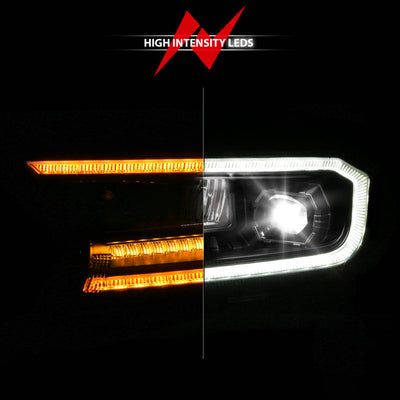 ANZO 19-23 Ford Ranger (Factory Halogen Model) Full LED Proj Headlights Init/DRL/SeqSig Black - Pair 111632A