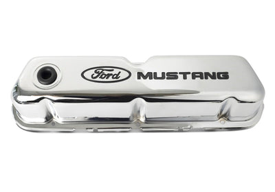 Ford Chrome Steel Valve Cover Set w/Mustang Logo FRD302-100