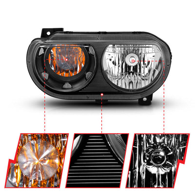 Anzo  2008-2014 Dodge Challenger Crystal Headlights Black