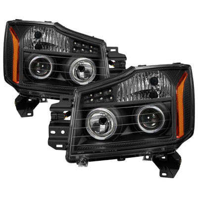SPYDER Xtune Nissan Titan 04-14 Projector Headlights LED Halo Black PRO-JH-NTI04-LED-BK 5077103
