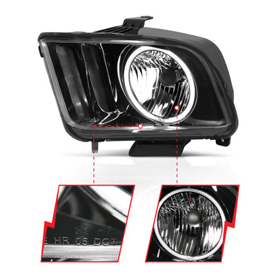 Anzo 2005-2009 Ford Mustang Crystal Headlights w/ Halo Black (CCFL)
