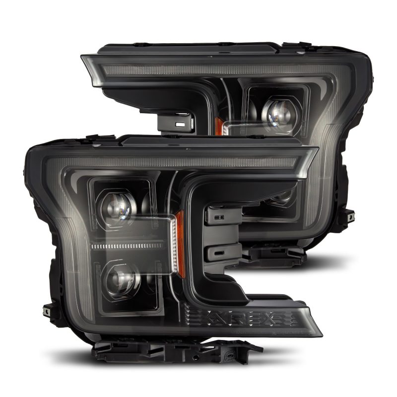 AlphaRex 18-20 Ford F150 (MK II 14th Gen Style) PRO-Series Halogen Projector Headlights Alpha-Black