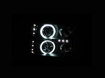 Anzo 2007-2013 Gmc Sierra 1500 Projector Headlights w/ Halo Black