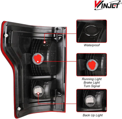Winjet 2015-2017 Ford F-150 w/Factory Halogen Type Taillight - Chrome /Red