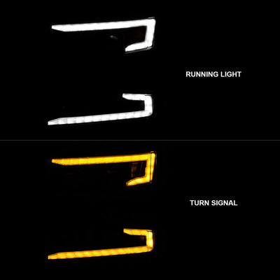 ANZO 19-22 Chevrolet Silverado 1500 LED Proj HL w/Lgt Bar SwBk Seq. Blk w/In. Light - Driver Side ON 111566-L
