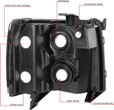 DNA Motoring HL-OH-034-CH-AM Headlight Assembly (Driver and Passenger Side)