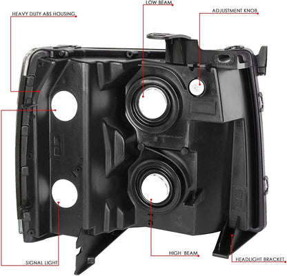 DNA Motoring HL-OH-034-CH-AM Headlight Assembly (Driver and Passenger Side)