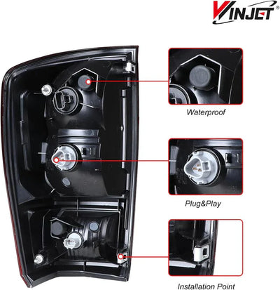 Winjet 2016-2023 Toyota Tacoma OEM Replacement Tail Lights - Chrome/Red