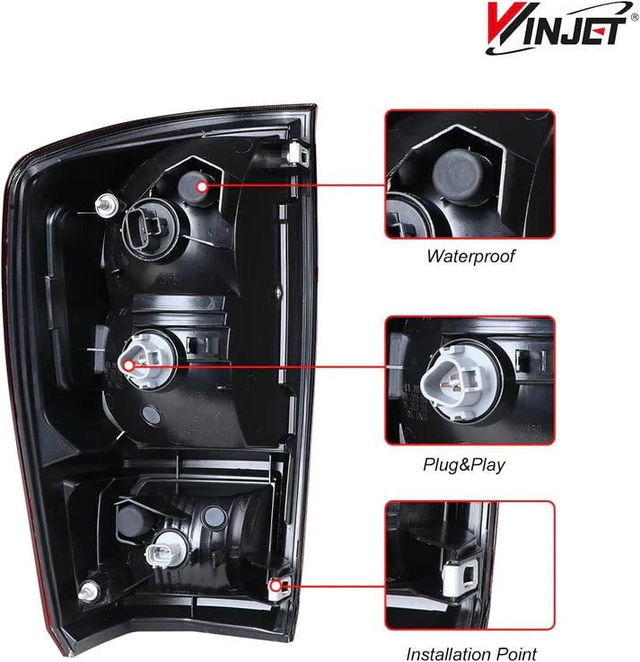Winjet 2016-2023 Toyota Tacoma OEM Replacement Tail Lights - Chrome/Red
