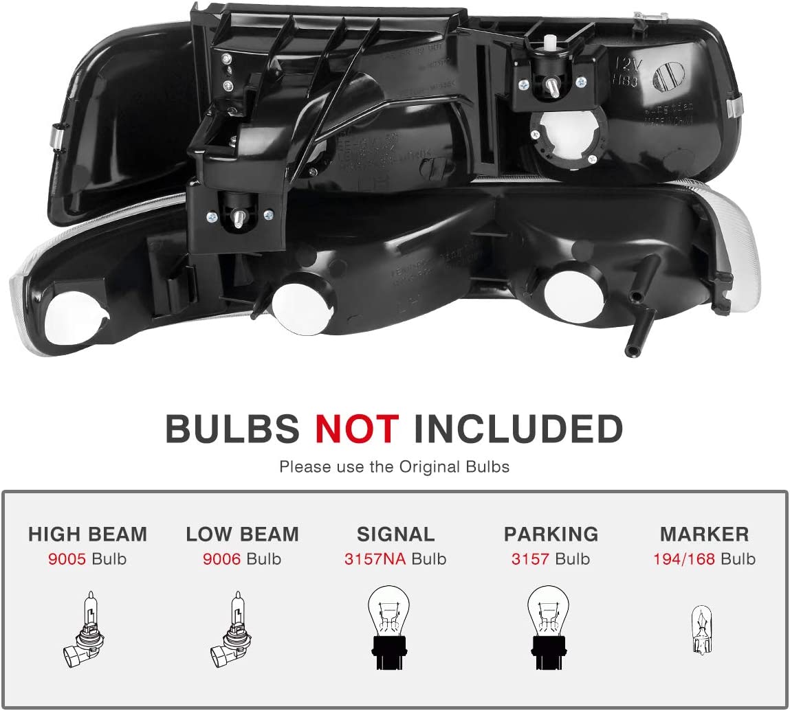 Autosaver88 Headlights Assembly Compatible With 19992002 Chevrolet Silverado 20012002 1500 2500 1500hd 2500hd 3500 20002006 Tahoe Suburban Lights In Bumpers