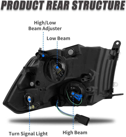 ADCARLIGHTS For 2009-2018 Dodge Ram Headlight Assembly Compatible with Ram 1500 / Ram 2500 3500 / 2010-2018 / Ram 2500 3500 / 2019-2021 Ram 1500 Classic, Chrome Housing Amber Reflector Replacement