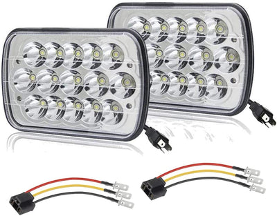 Black Pair 45w 7x6 5x7 6052 6054 H5054 H6054 Hilow Sealed Beam LED Headlights Replacement For Chevy Express Cargo Van 1500