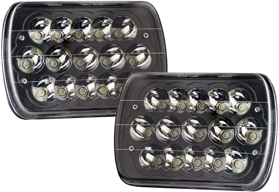 Black Pair 45w 7x6 5x7 6052 6054 H5054 H6054 Hilow Sealed Beam LED Headlights Replacement For Chevy Express Cargo Van 1500