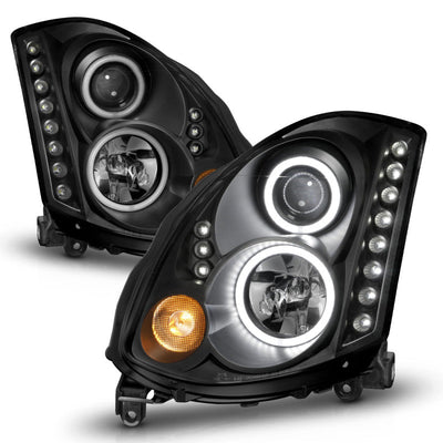 Anzo 2003-2007 Infiniti G35 Projector Headlights w/ Halo Black (CCFL) (HID