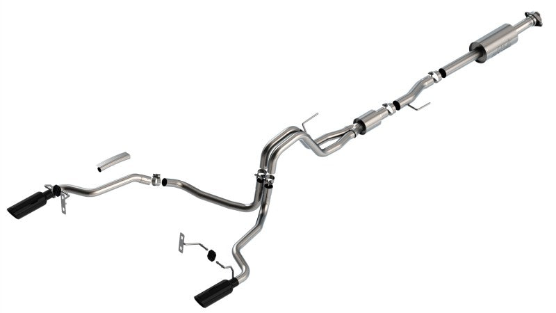 Borla F-150 2021 5.0L 4dr CC SB EC STB Lariat/KR/Pltnm/LTD 3/2.25 SRE Cat-Back S-Type Black CHR Tips 140866BC