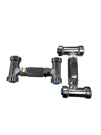 NNR Front Upper Camber Arms Nissan 300ZX / R32GTR Polished Silver with Blue Bushing Ends